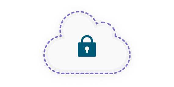 Padlock security icon over cloud