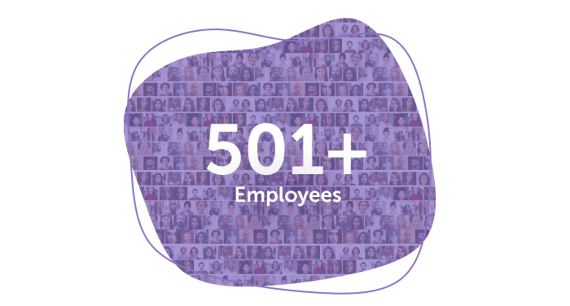 "501+ employees" text with profile photos in background