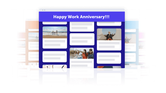 "Happy work anniversary" board filled with posts