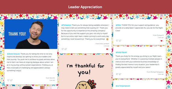 "Leader appreciation" thank you Kudoboard