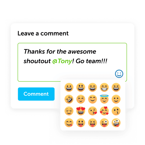 Comment field with text and emoji options