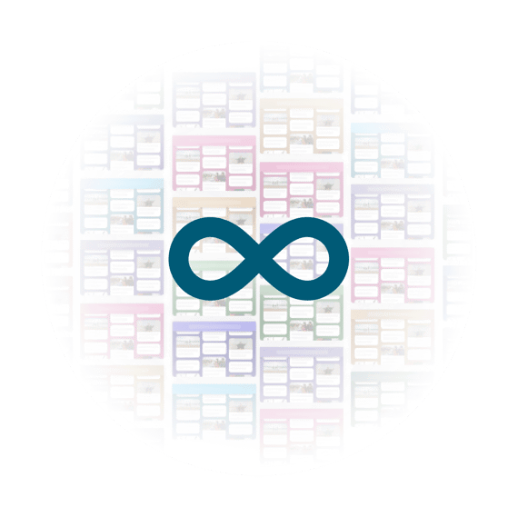 infinity sign with backgrounds of Kudoboards