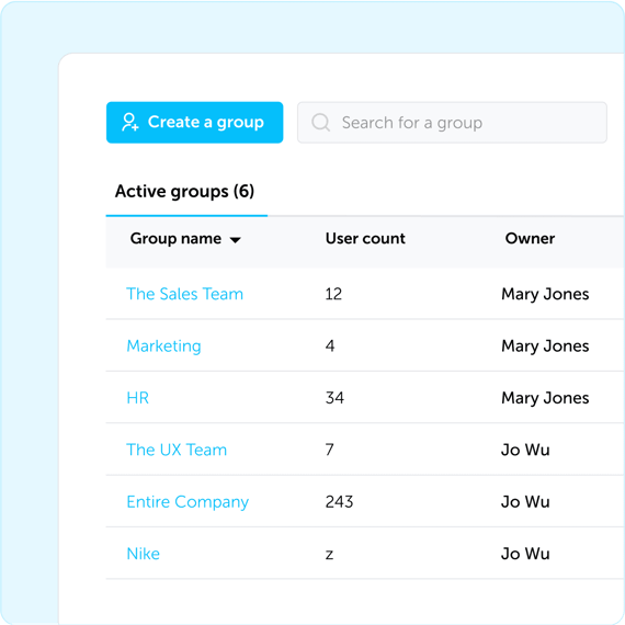 Active groups and create a group options within Kudoboard