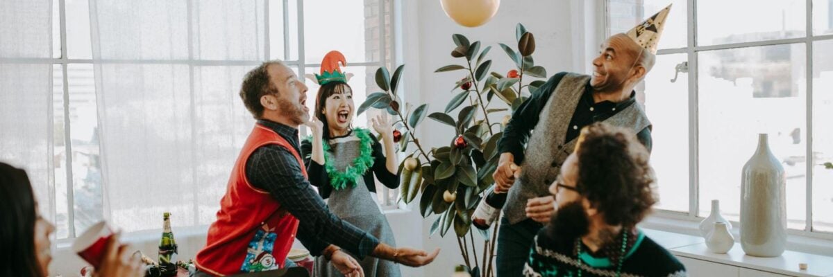 Employees celebrating together in the office