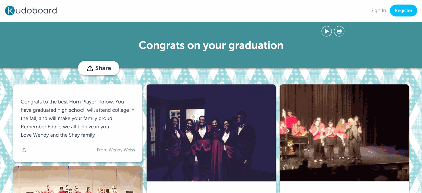 Gif of a graduation group card full of messages