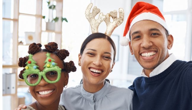 Employees at a company holiday party