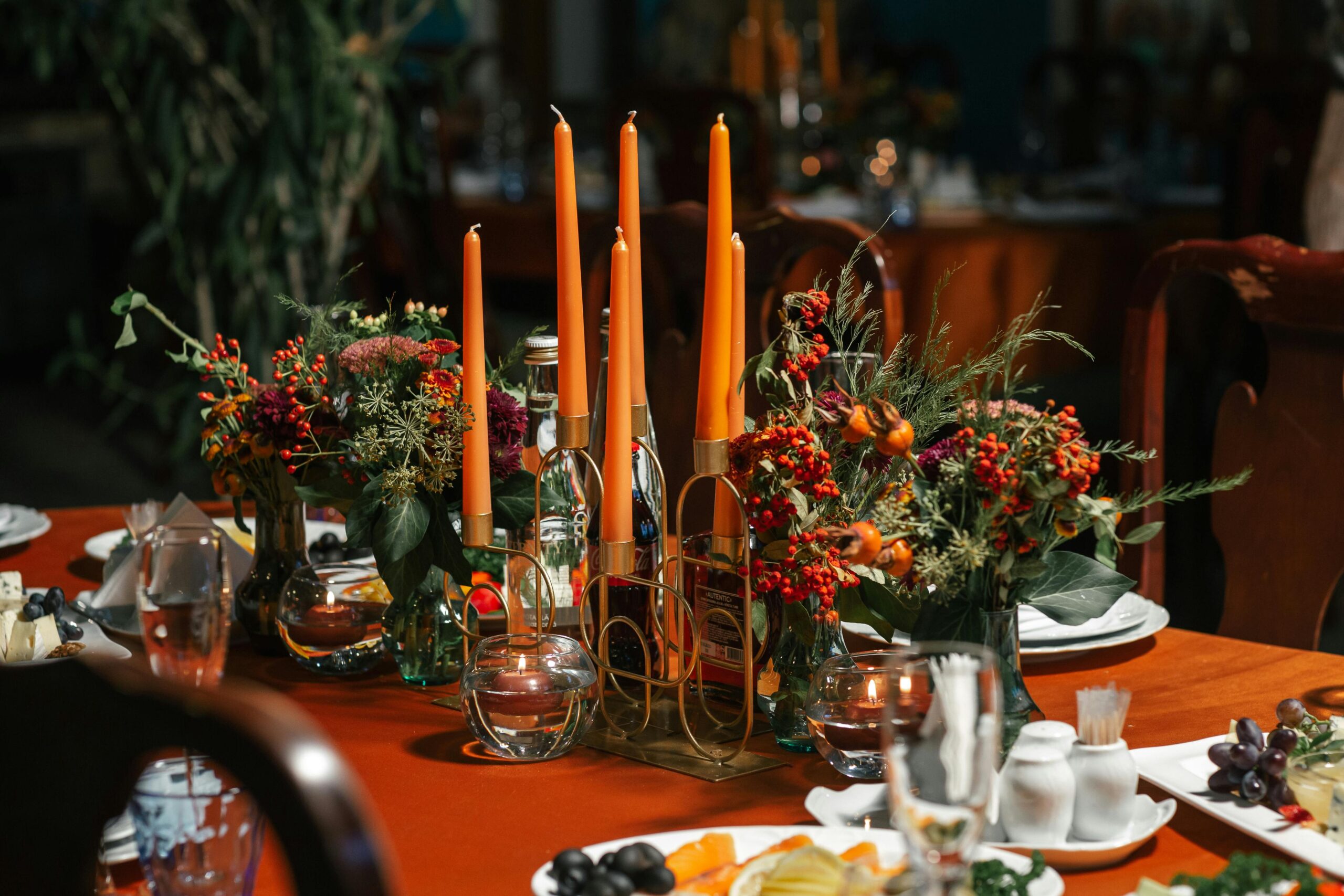 A holiday table setting